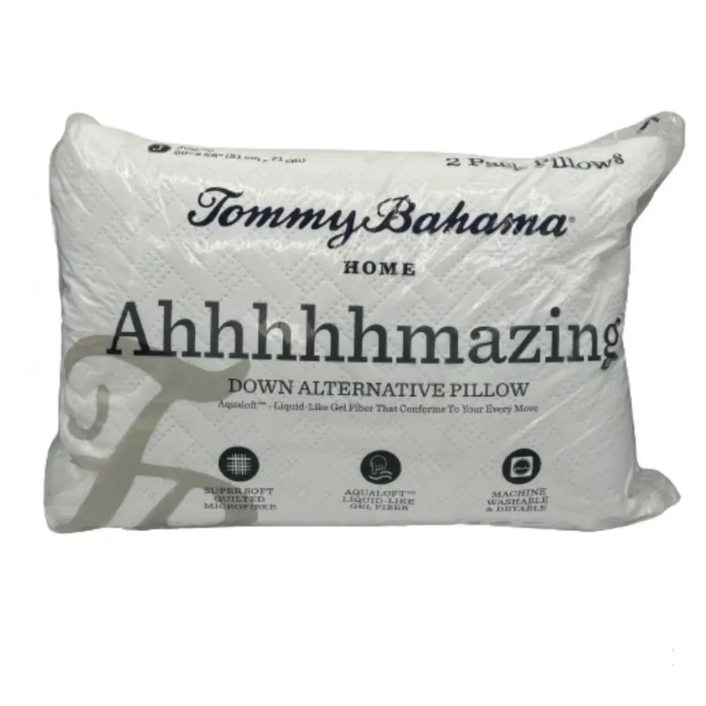 2 Pillows Tommy Bahama Ahhhhhmazing Down Alternative Aqualoft Pillow Set New